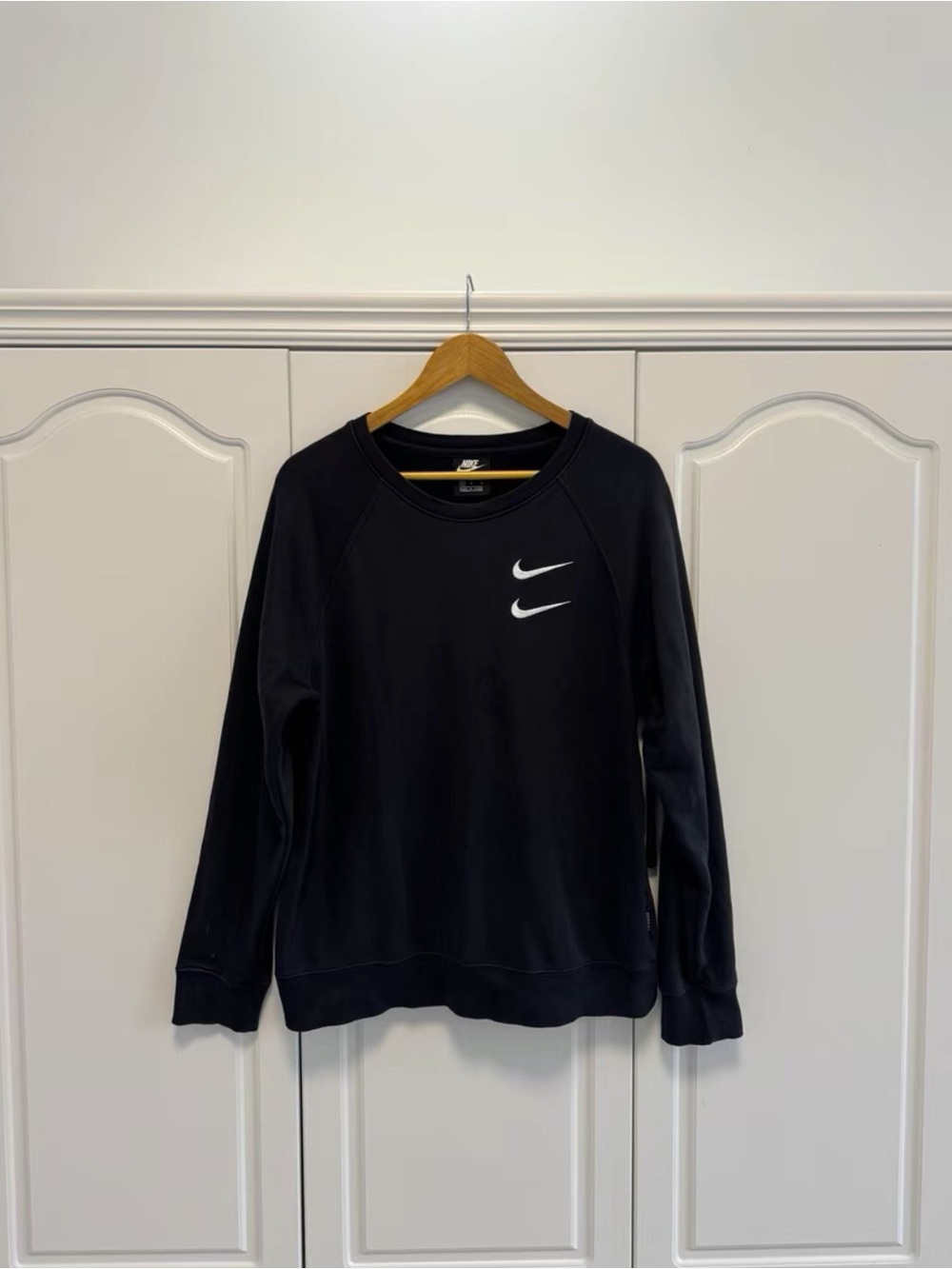 Nike Black Crewneck Sweatshirt with Dual White Swooshes